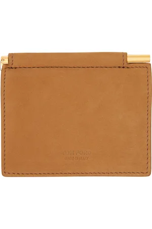Tom Ford Tan Nubuck Folding Money Clip Card Holder