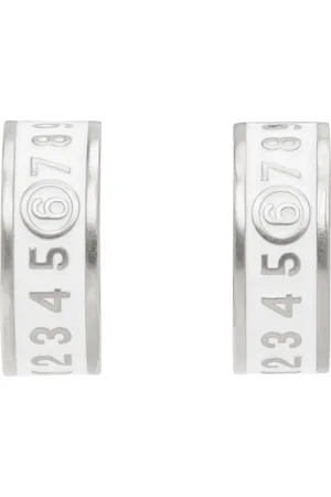 Maison Margiela Silver & White Enamel Logo Earrings