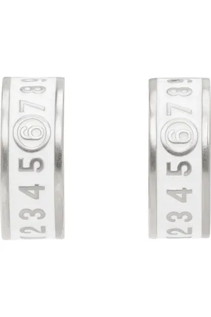 Maison Margiela Silver & White Enamel Logo Earrings