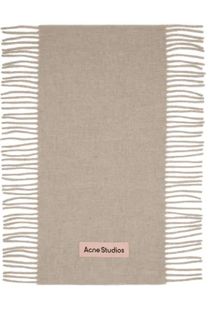 Acne Studios Beige Fringe Wool Scarf