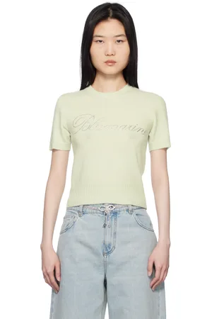 BLUMARINE Green Cashmere Cropped Sweater