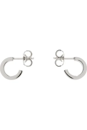 Maison Margiela Silver Numeric Minimal Signature Hoop Earrings