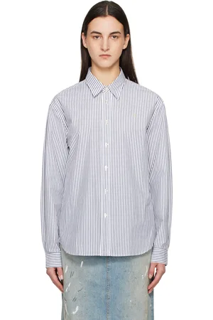 Acne Studios White & Navy Striped Shirt