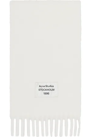 Acne Studios White Fringe Alpaca Scarf