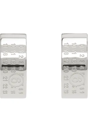 Maison Margiela Silver Numeric Minimal Signature Hoop Earrings