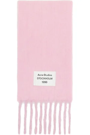 Acne Studios Pink Logo Label Fringed Scarf