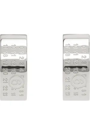 Maison Margiela Silver Numeric Minimal Signature Hoop Earrings