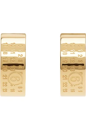 Maison Margiela Gold Numeric Minimal Signature Hoop Earrings