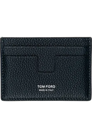 Tom Ford Navy Small Grain Leather Money Clip Card Holder