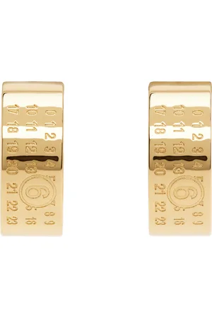 Maison Margiela Gold Numeric Minimal Signature Hoop Earrings
