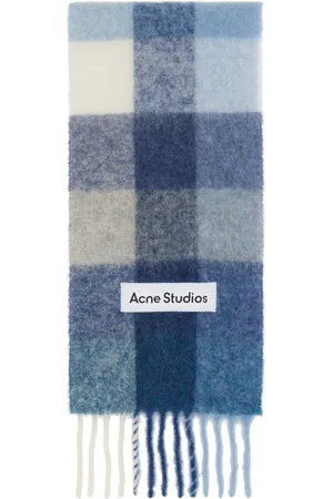 Acne Studios Blue & Gray Mohair Checked Scarf