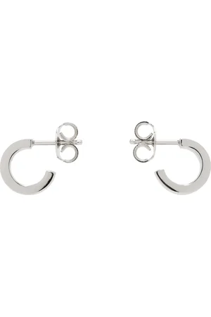 Maison Margiela Silver Numeric Minimal Signature Hoop Earrings
