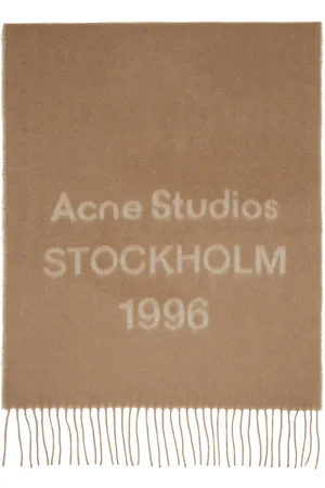 Acne Studios Tan Logo Jacquard Scarf