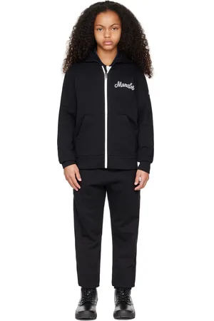 Moncler Kids Black Embroidered Hoodie & Sweatpants Set