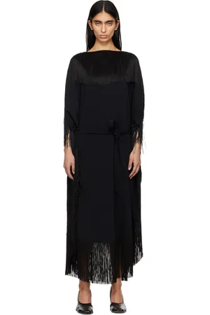 Maison Margiela Black Fluid Fringe Midi Dress