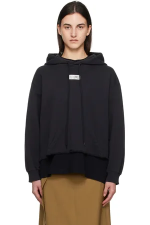 Maison Margiela Black Raw Hem Logo Hoodie