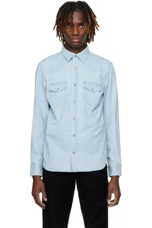 Tom Ford Blue Denim Chambray Western Shirt