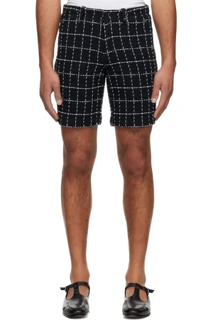 Anna Sui Navy Windowpane Tweed Shorts