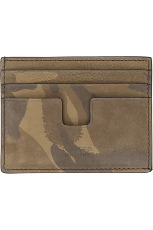 Tom Ford Khaki Camo Nubuck T Line Card Holder