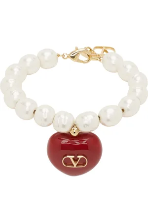 VALENTINO GARAVANI Off-White & Red Coeur Royal Bracelet