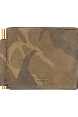 Tom Ford Khaki Camo Nubuck T Line Money Clip Wallet