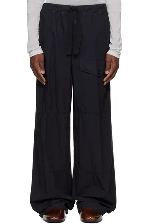 DRIES VAN NOTEN Navy Cotton Drawstring Cargo Pants