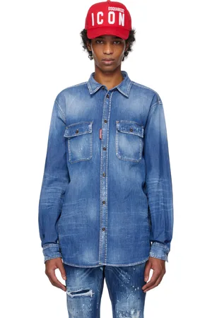 Dsquared2 Blue Dan Worker Pocket Denim Shirt