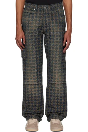 AMIRI Navy & Tan MA Quad Jacquard Carpenter Jeans