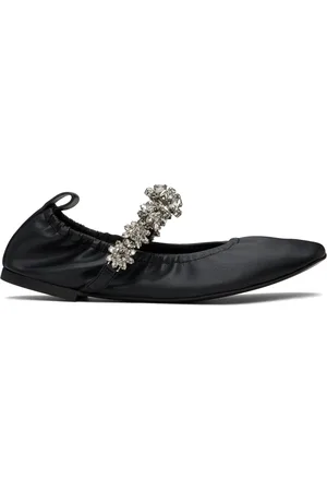 Stella McCartney Black Elsa Crystal Flowers Ballerina Flats
