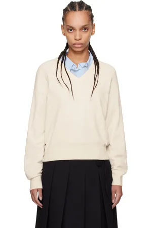 DUNST Off-White Soft V-Neck Sweater