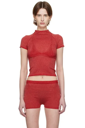 Isa Boulder SSENSE Exclusive Red Knitted Malley Bra & Jia Baby T-shirt Set