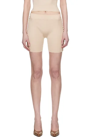 Isa Boulder SSENSE Exclusive Beige Ribbed High Waist Shorts