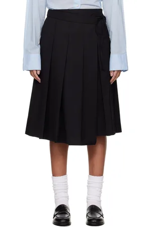 DUNST Ribboned Wide Pleats Midi Skirt
