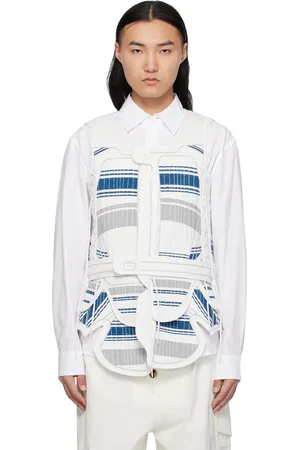 CRAIG GREEN White & Navy Hand-Embroidered Harness Vest