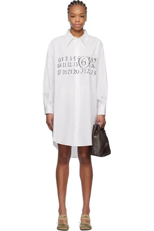 Maison Margiela White Logo Poplin Shirt Minidress