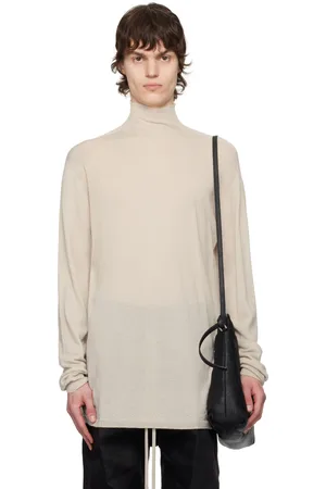 Rick Owens White Hollywood Oversized Turtleneck