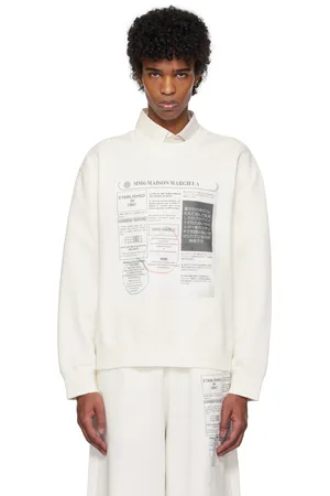 Maison Margiela White Newspaper Print Jersey Sweatshirt