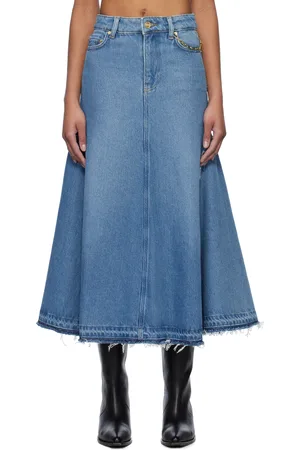 Ganni Blue Heavy Denim Midi Skirt