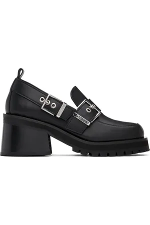 Ganni Black Feminine Buckle Platform Loafers