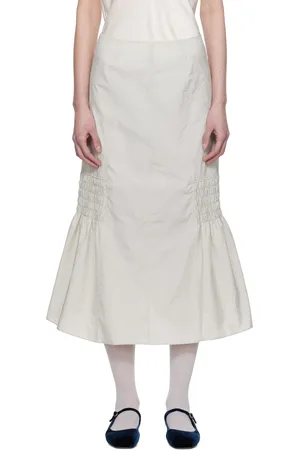 Kijun Gray Smocked Mermaid Midi Skirt