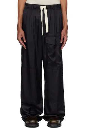 DRIES VAN NOTEN Navy Viscose Drawstring Cargo Pants