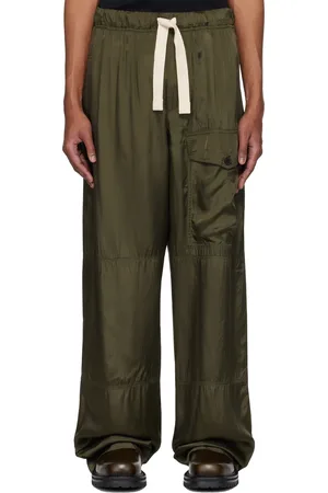 DRIES VAN NOTEN Khaki Viscose Drawstring Cargo Pants