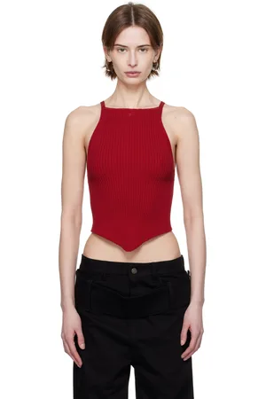 Courrèges Red Pointy Rib Knit Tank Top