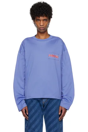 Marni Blue Logo Patch Long Sleeve T-shirt