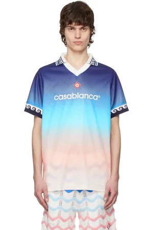 Casablanca Blue Jacquard Gradient Football Polo