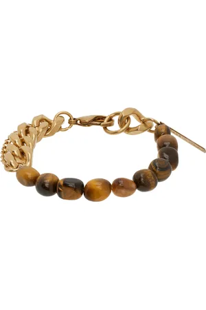 DRIES VAN NOTEN Gold & Brown Stone Chain Bracelet