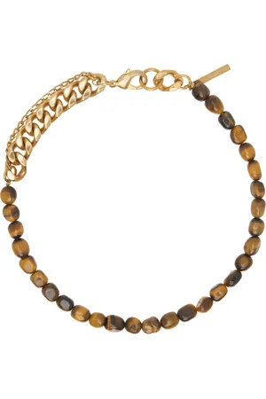 DRIES VAN NOTEN Gold & Brown Stone Chain Necklace