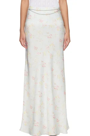 Paco rabanne Blue Double Satin Imprime Maxi Skirt