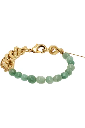 DRIES VAN NOTEN Gold & Green Stone Chain Bracelet