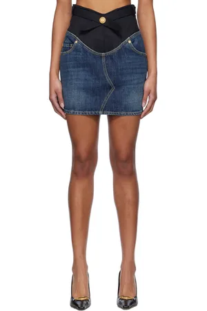Balmain Blue Crêpe & Denim Miniskirt